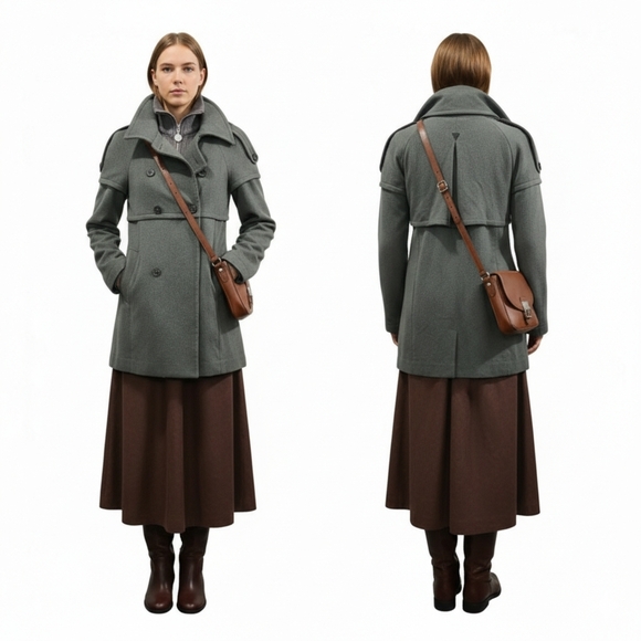 Patrizia Pepe Military-Inspired Double-Breasted Coat Size 4 - Picture 3 of 8